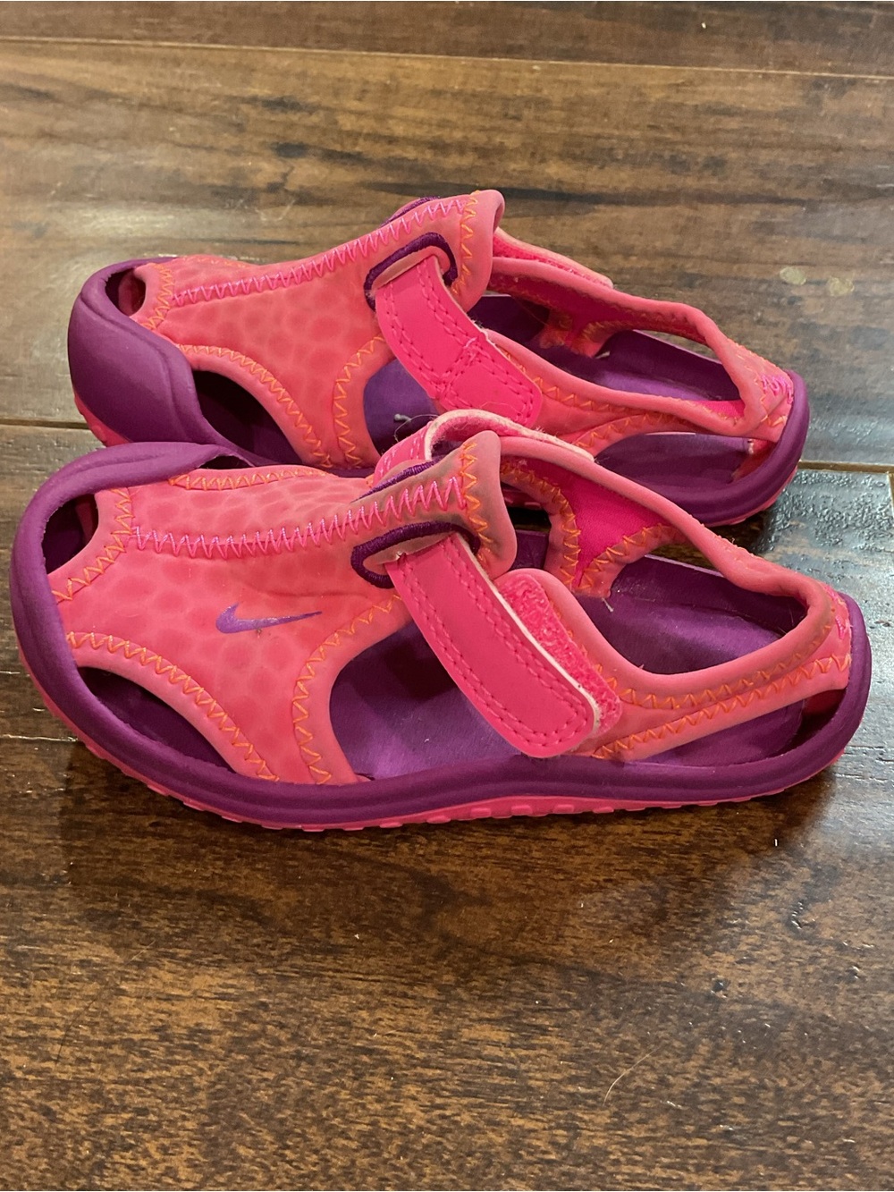 Nike Kids Pink and Purple Velcro Sport Sandals